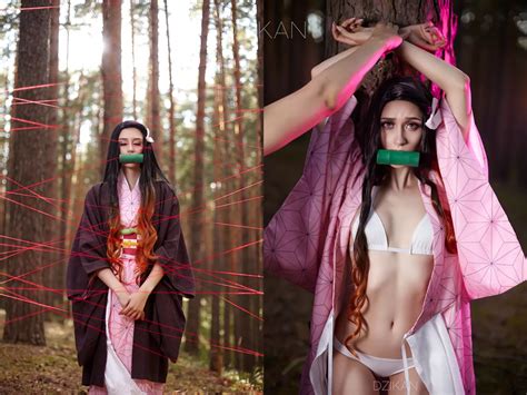 Nezuko Cosplay Photoshoot ON OFF By Dzikan Demon Slayer Nudes