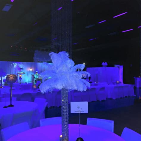 All White Party White Party Decorations Blue Uplighting Elegant
