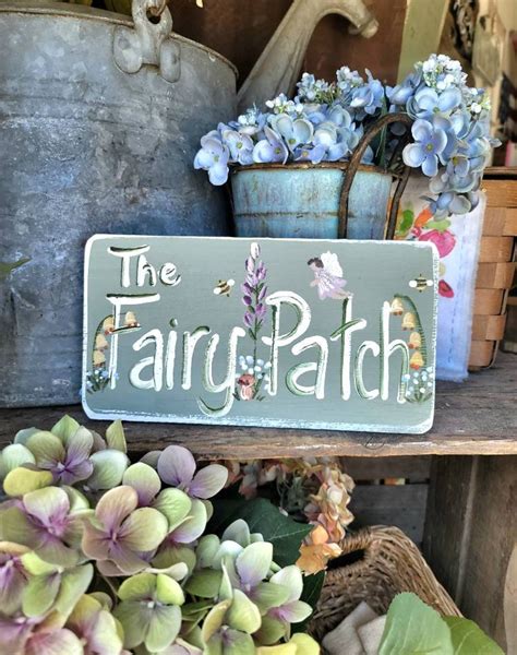 Wood Garden Signsrustic Home Decorfairy Patch Signoutdoor Etsy