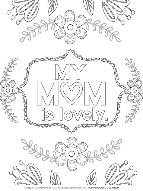 If you like flowers then you will love this free flowers coloring page for adults. Mother's Day Coloring Pages - Free Printables - Happiness ...