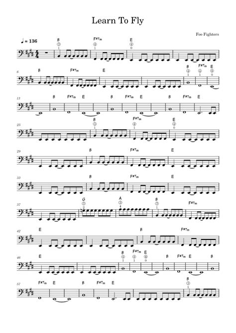 Learn To Fly Foo Fighters Sheet Music For Bass Guitar Solo