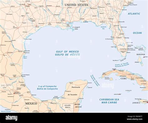 Golfo Del Messico Road Mappa Vettoriale Immagine E Vettoriale Alamy