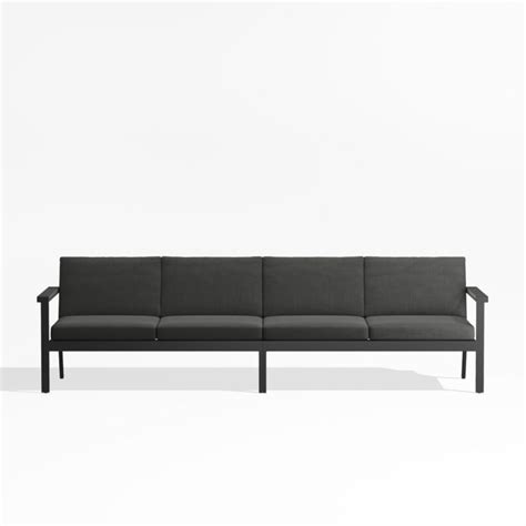 alfresco metal 108 2 piece outdoor sectional sofa with charcoal grey sunbrella cushions crate