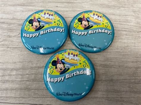 Lot Of 3 Walt Disney World Happy Birthday Mickey Mouse Pins Buttons