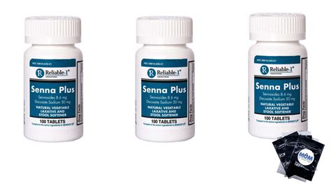 Senna Plus 8 6mg Senna Plus 50mg Of Docusate Sodium 1 Pack 100 Tablets Per Bottle For