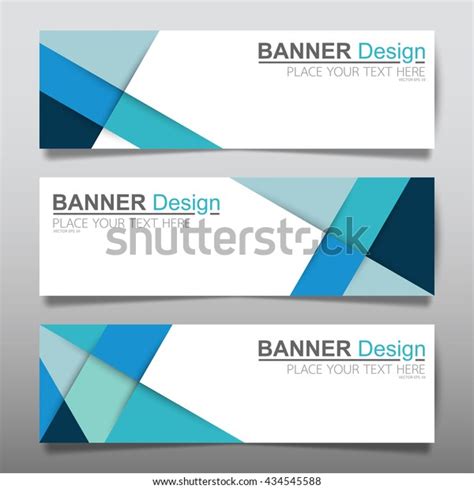 Collection Triangle Blue Horizontal Business Banner Stock Vector