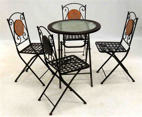Set 4 Wrought Iron Folding Bistro Chairs And Folding