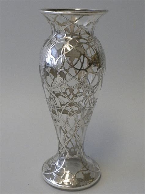 American Art Nouveau Silver Overlay Vase Circa 1905 Art Nouveau Silver Art Nouveau Antique Glass