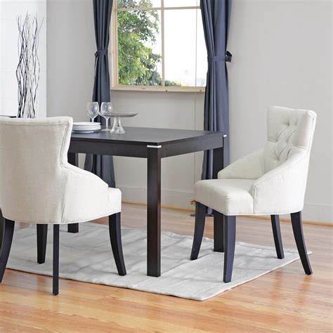 Black vinyl, tufted seat, lounge, arm chair, chrome, feet, simple, modern, 810 dimensions: Baxton Studio Halifax Beige Fabric Upholstered Dining ...