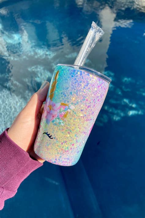 Unicorn Glitter Cup Toddler Personalized Cups Glitter Sippy Etsy