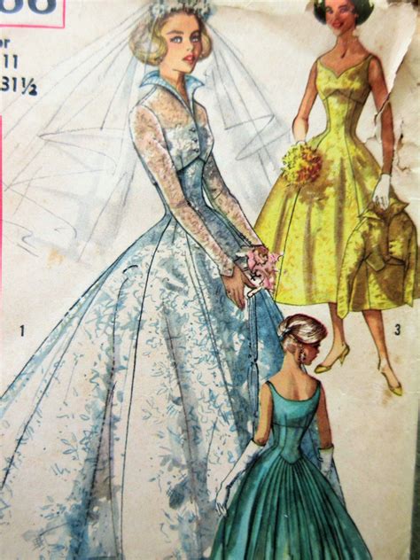 Vintage Simplicity 2066 Sewing Pattern 1950s Wedding Dress Pattern