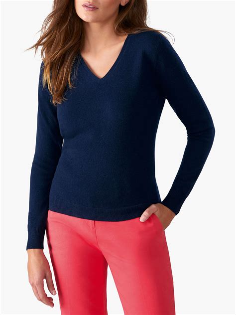 Pure Collection V Neck Cashmere Jumper Navy At John Lewis And Partners