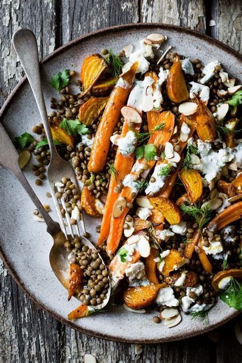 Roasted Beet And Carrot Lentil Salad With Feta Yogurt And Dill Recipe
