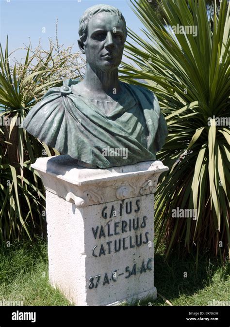 Bust Of Roman Poet Catullus In Sirmione On Lake Garda In Northern Italy