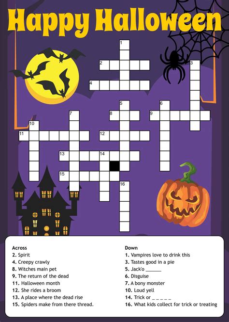 Free Printable Halloween Crossword Puzzles Web Happy Halloween