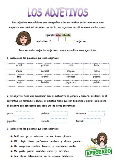 Ficha De El Adjetivo Para Primaria Spanish Classroom Activities