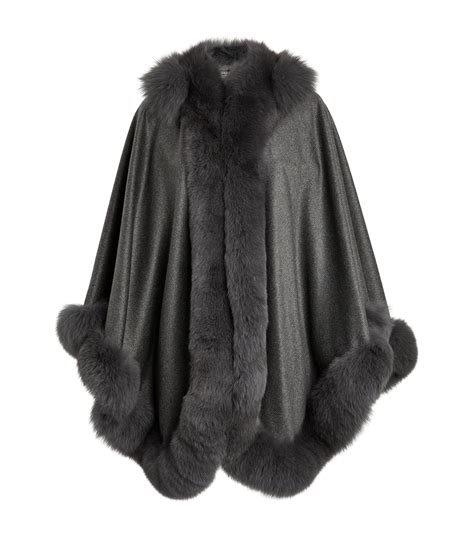 Harrods Of London Fox Fur Trimmed Cashmere Cape Harrods Us