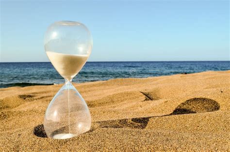 Hourglass Clock On The Sand Beach Stock Image Image Of Sand Time 170252269
