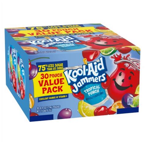 Kool Aid Jammers Tropical Punch Kids Drink 0 Juice Box Pouches Value