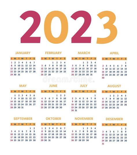 Calendario De 2023 Plantilla De Calendario Anual 2023 La Semana