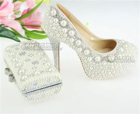 Luxurious Rhinestone Ultra High Heel Shoes Pearl Crystals Wedding Dress Shoes Red Bottom
