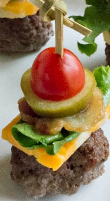 Mini Bun Less Cheeseburger Bites With Thousand Island Dip Party Food