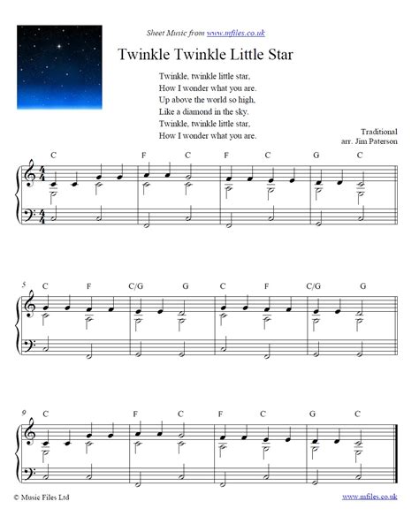 Twinkle Twinkle Little Star Nursery Rhyme And Lullaby Traditional Download Sheet Music Midi