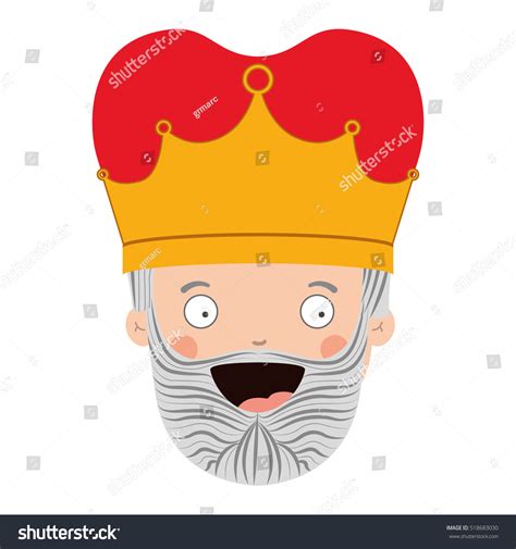 Colorful King Head With Crown And Gray Beard Royalty Free Stock