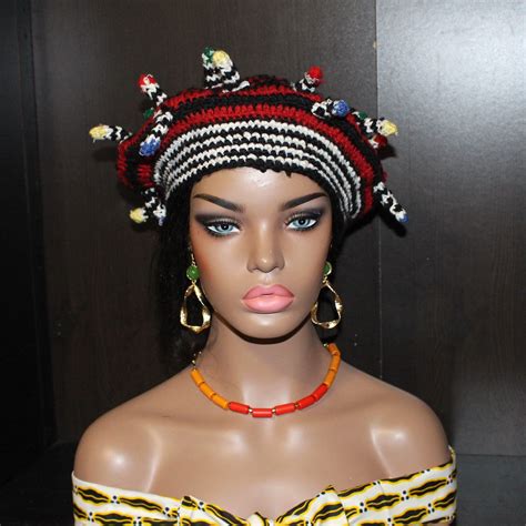 Cameroonian Atoghu Hatberettam Ashetu Style With Etsy In 2021 Beret African Hats Hat Beret