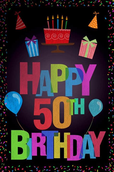 Laminated Happy 50th Birthday Party Decoration Dark Poster Dry Erase