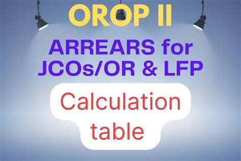 OROP II JCOS OR ARREARS LFP TABLE Indian Military Veterans