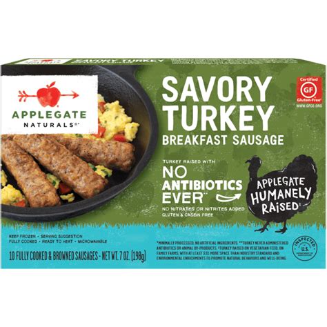 Applegate Natural Savory Turkey Breakfast Sausage 7oz Frozen
