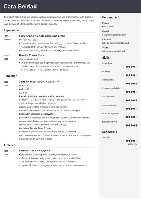 High School Graduate Resume Templates Examples And Guide Zohal
