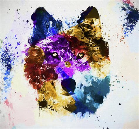 Colorful Wolf Art Painting By Dan Sproul