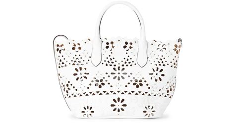 Polo Ralph Lauren Eyelet Leather Medium Bellport Tote In White Lyst