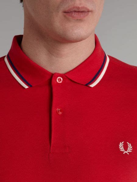 Fred Perry Classic Slim Fitted Twin Tipped Polo Shirt In Red For Men Lyst