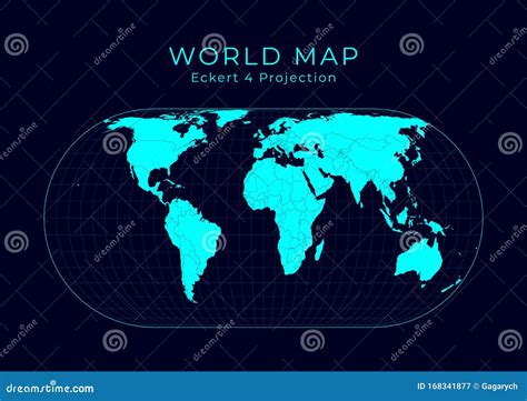 Map Of The World Eckert Iv Projection Stock Vector Illustration Of
