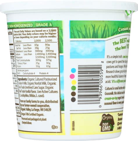 Best Vanilla Grassmilk Yogurt Whole Milk 24 Oz By ORGANIC VALLEY