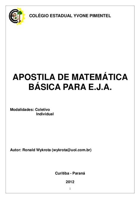 Apostila Eja Matematica Basica Medio 2012 Matemática Básica Apostila