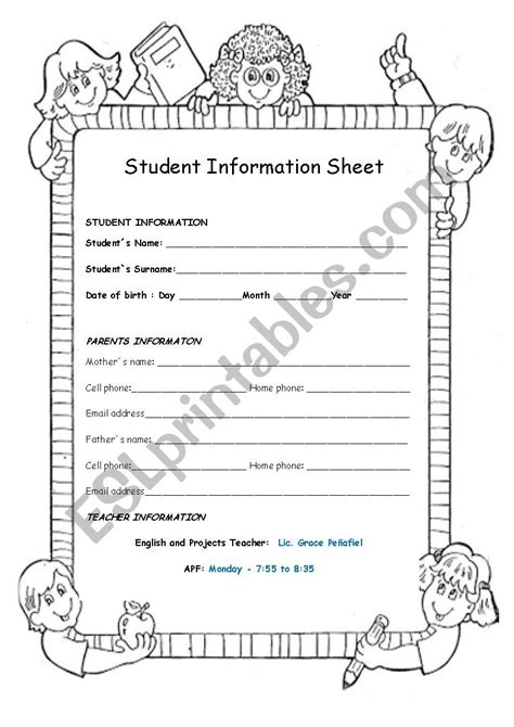 Student Information Sheet Esl Worksheet By Pogd