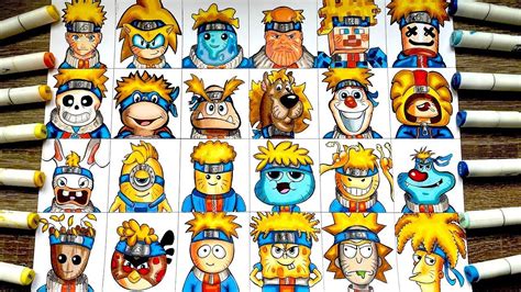 Drawing Naruto In 24 Different Style Youtube
