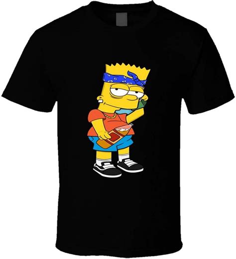 Bart Simpson Gangster T Shirt Black Clothing