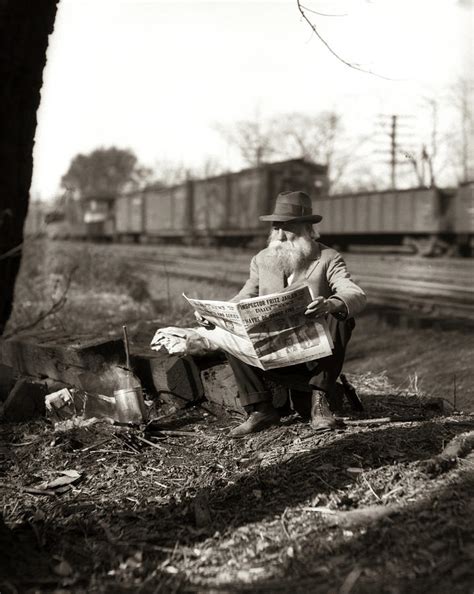 1930s Hobo Sitting By Railroad Track Photograph By Vintage Images Pixels