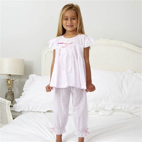 Personalised Girl S Pink Lilac Smocked Pyjamas By Mini Lunn