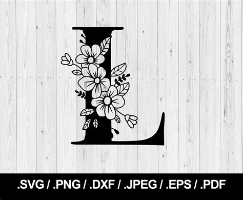 Flower Letter L Floral Letter Svg Png Jpeg Eps Ai Pdf And Dxf