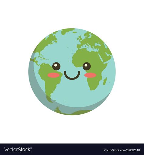 Smiling Earth Logo Icon Cartoon Planet Ball Vector Image
