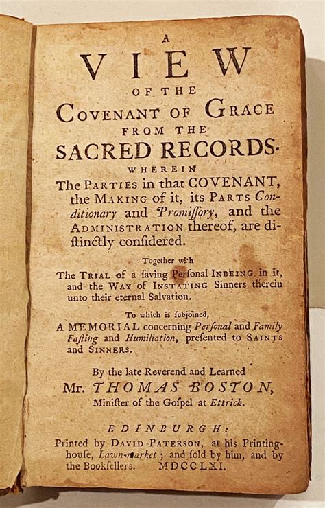 A View Of The Covenant Of Grace From The Sacred Records Wherein The