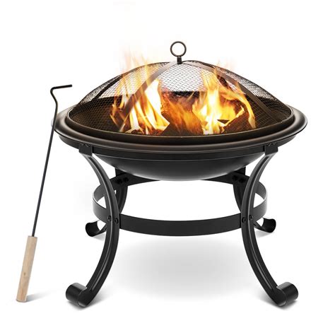 22 Inch Stainless Steel Fire Pits Firepit With Mesh Screen，durability