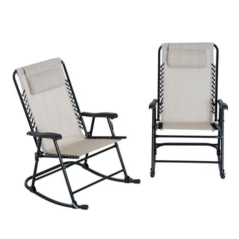 2pc Outdoor Patio Folding Rocking Chair Set Garden Rocker Mesh Chaise