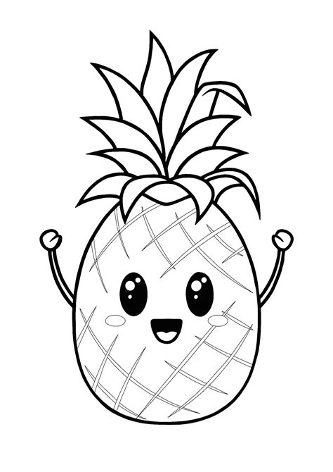 You Can Find Here 4 Free Printable Coloring Pages Of Kawaii Pineapple